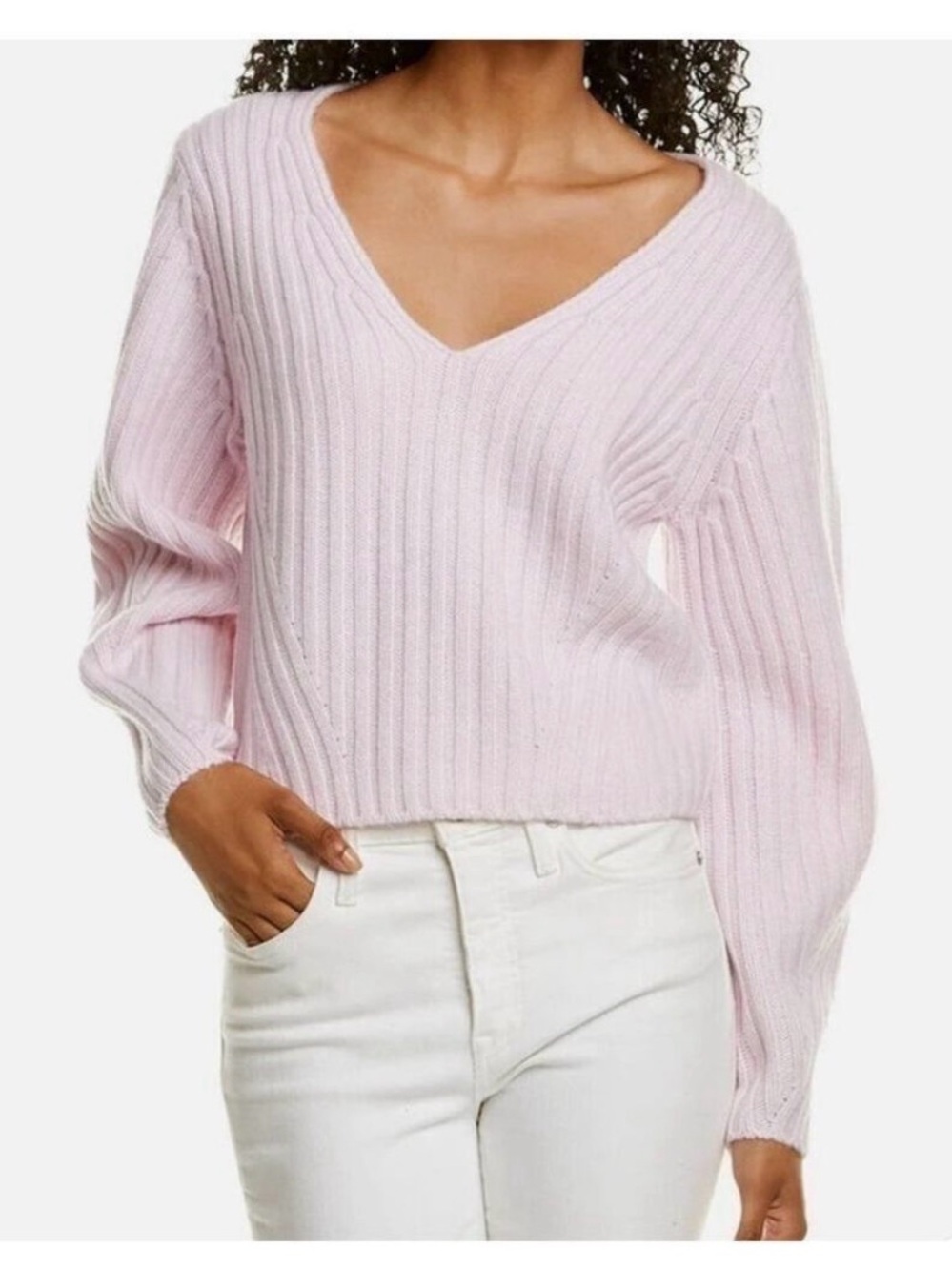 NEW Vince Wool Cashmere Pink V Neck Sweater